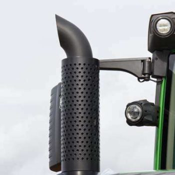 Exhaust pipe of truck, tractor or industrial and agricultural machine. Environmental protection. Transportation